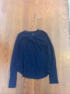GAP Navy Long Sleeve Ribbed Crewneck Top